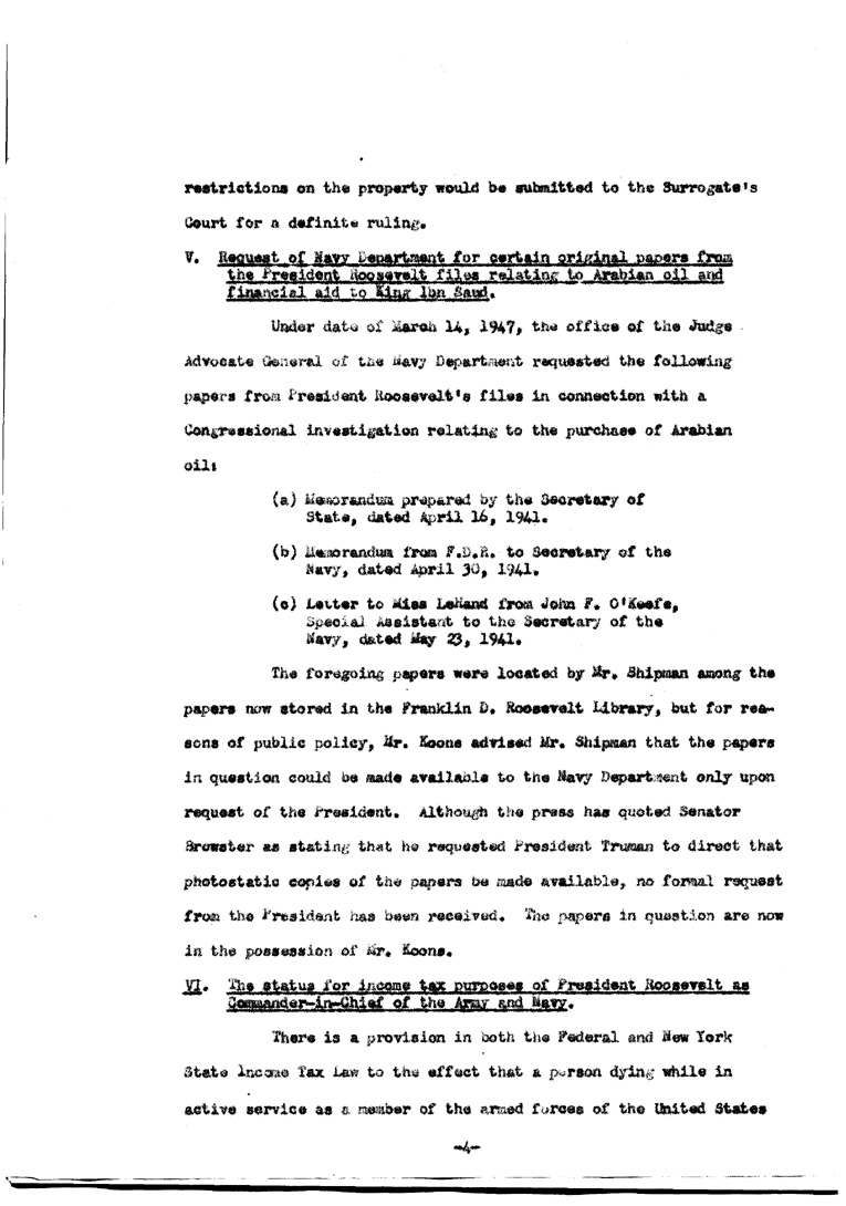 [a902ae05.jpg] - Agenda and Minutes of Meeting of Executors of F.D.R.'s estate April 1, 1947