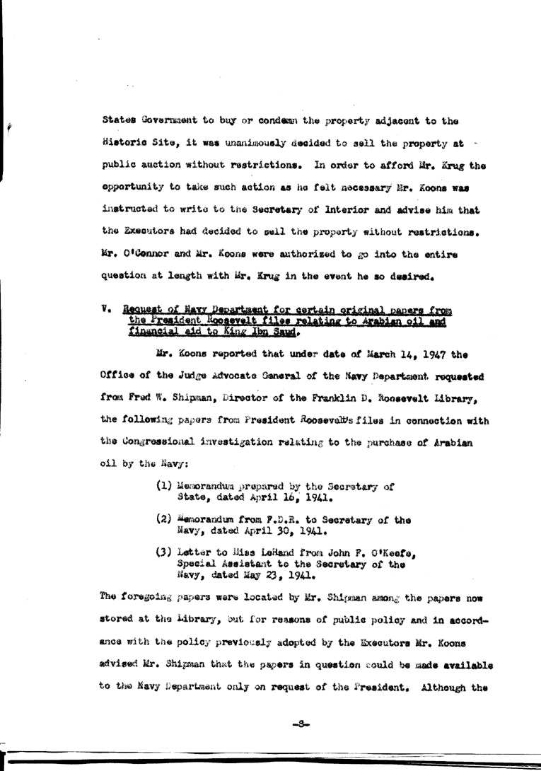 [a902ae17.jpg] - Agenda and Minutes of Meeting of Executors of F.D.R.'s estate April 1, 1947