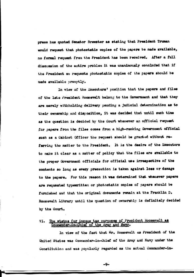 [a902ae18.jpg] - Agenda and Minutes of Meeting of Executors of F.D.R.'s estate April 1, 1947