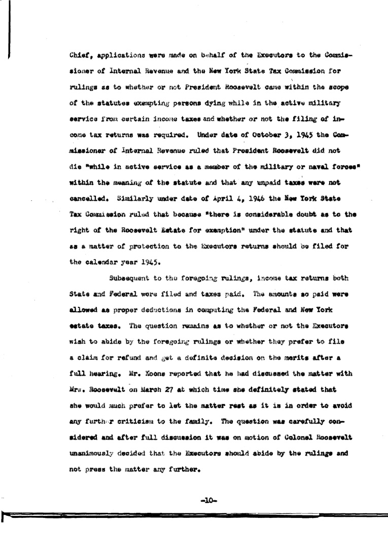 [a902ae19.jpg] - Agenda and Minutes of Meeting of Executors of F.D.R.'s estate April 1, 1947