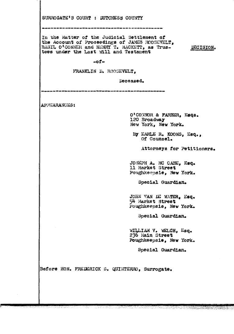 [a902af01.jpg] - Agenda and Minutes of Meeting of Executors of F.D.R.'s estate April 1, 1948