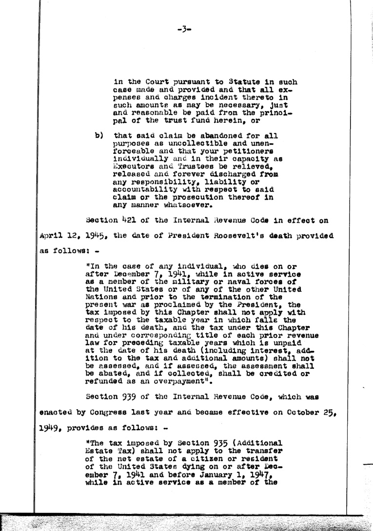 [a902af03.jpg] - Agenda and Minutes of Meeting of Executors of F.D.R.'s estate April 1, 1948