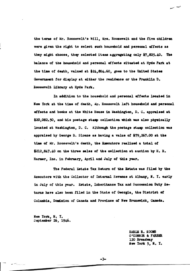 [a902ao03.jpg] - Estate of Franklin D. Roosevelts Tax Return  September 26, 1946