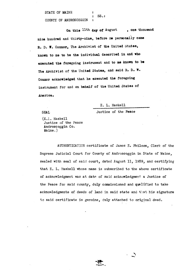 [a902au11.jpg] - Indenture betn. Franklin & Eleanor Roosevelt & US Gov agreed to convey land July24,1939