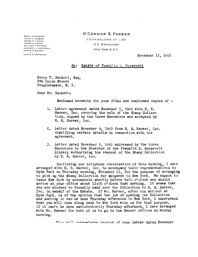 [a900af01.jpg] - Letter from Koons to Hackett, November 13, 1945
