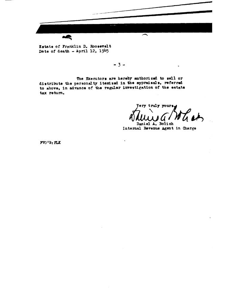 [a900ah03.jpg] - Letter to executors of estate from the Treasury Department, October 25, 1945