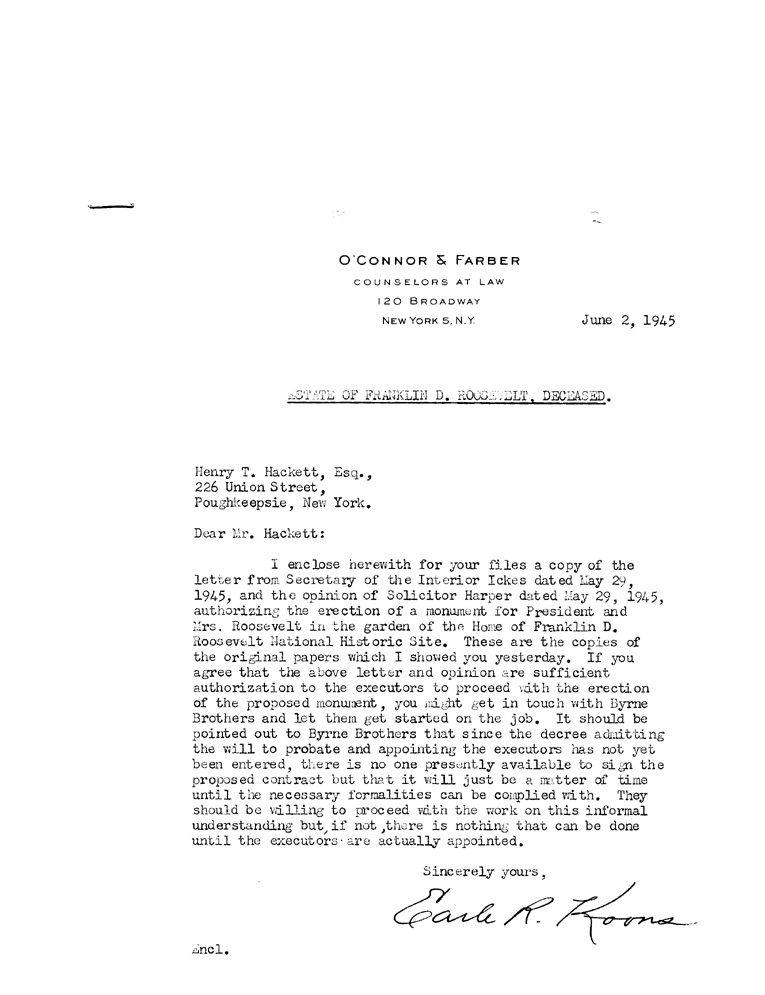 [a900al01.jpg] - Letter from Koons to Hackett, June 2, 1945
