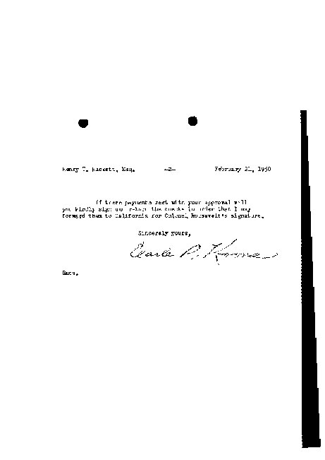 [a904ah02.jpg] - Letter  to Hackett from Koons February 21, 1950