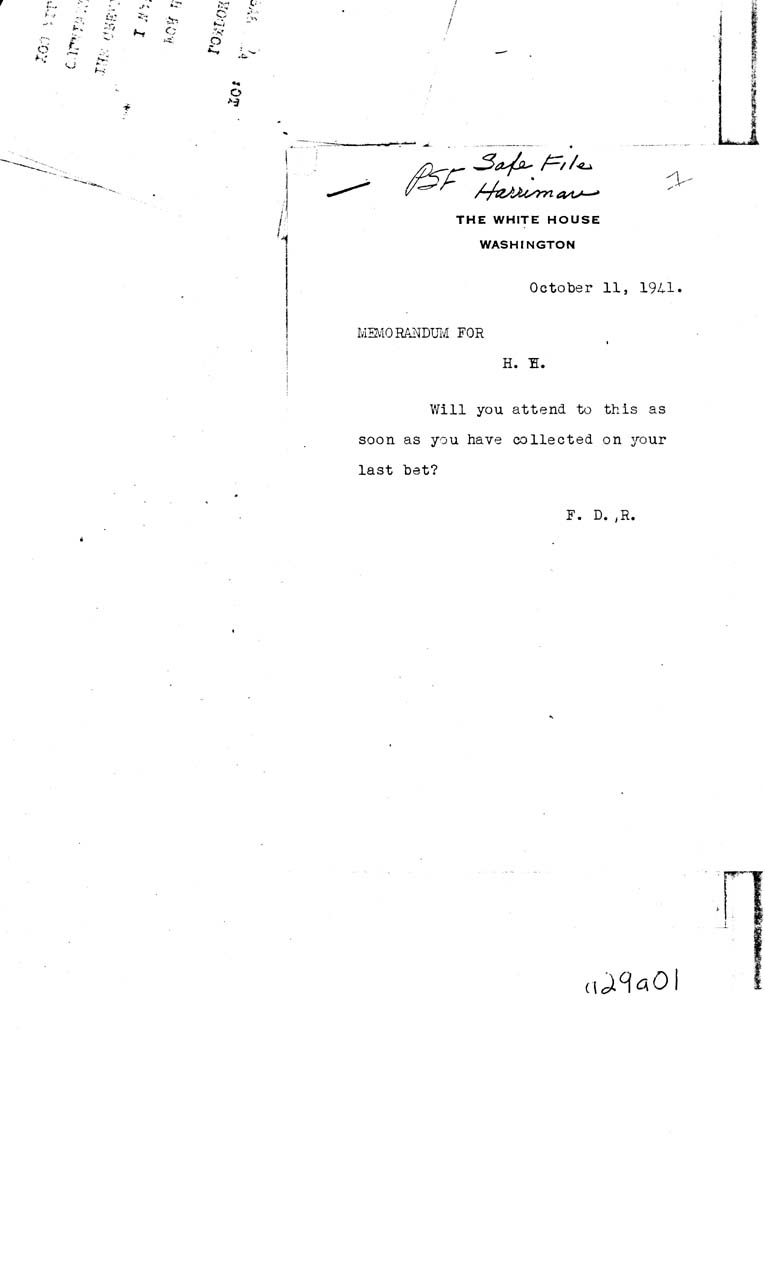 [a29a01.jpg] - Memoradum from FDR to Harry Hopkins   Oct. 11, 1941
