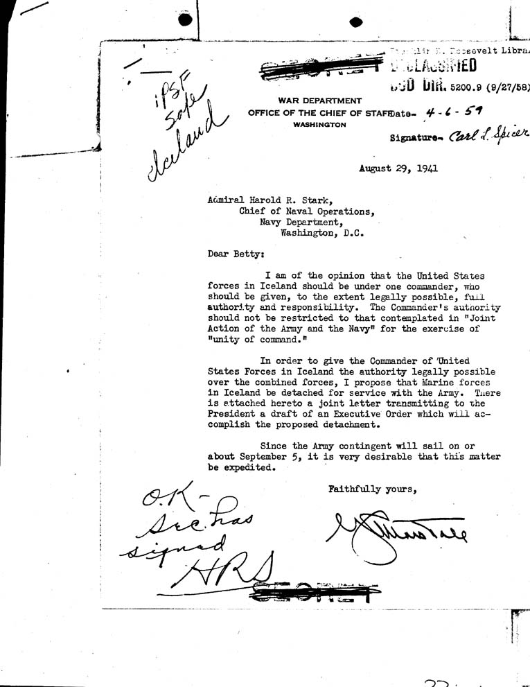 [a33b01.jpg] - From Admiral Harold R. Stark to FDR    8/29/41