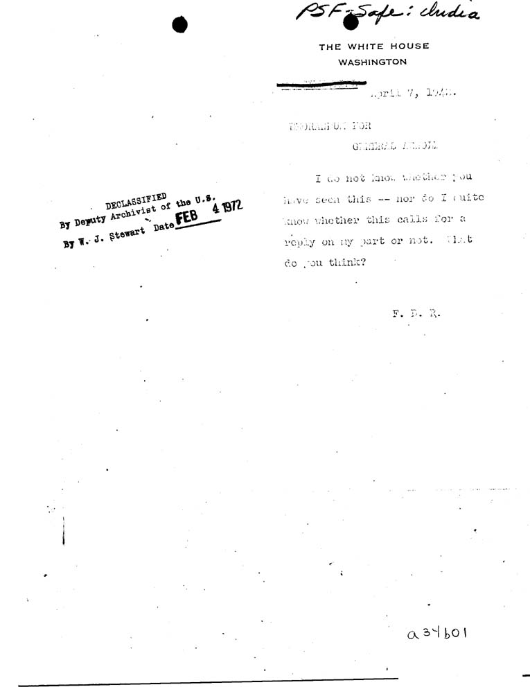 [a34b01.jpg] - Memorandum, FDR-->Gerneral Arnold-April 7, 1942