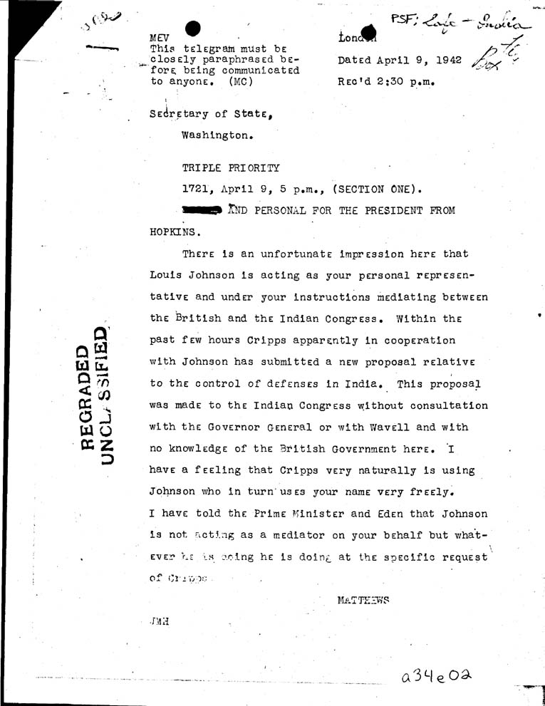 [a34e02.jpg] - Matthews-->Secretary of State-April 9, 1942