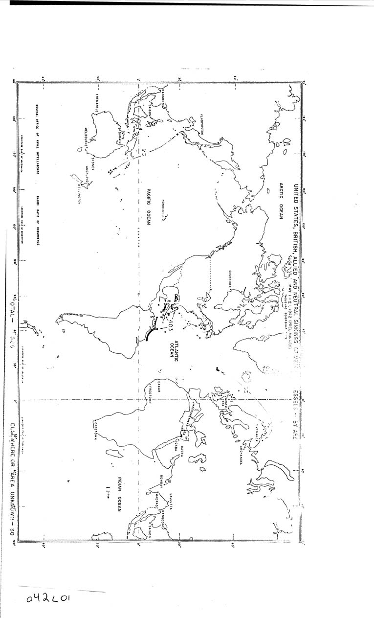 [a42l01.jpg] - Map-Sinkings of Merchant Vessels