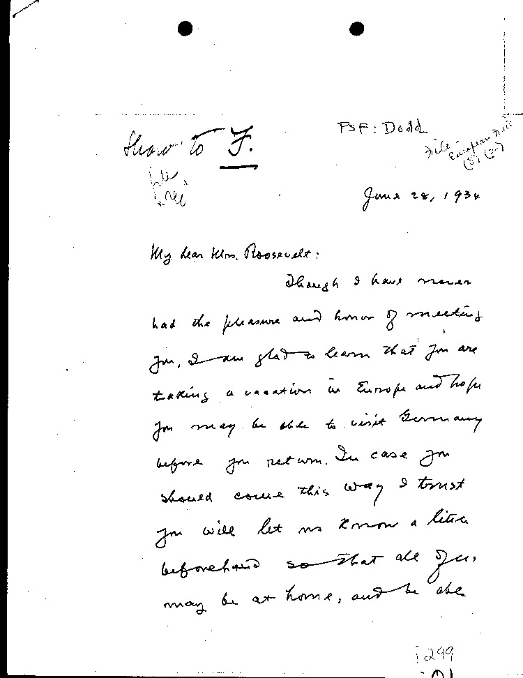 [a299j01.jpg] - Dodd-->Eleanor Roosevelt 6/28/34