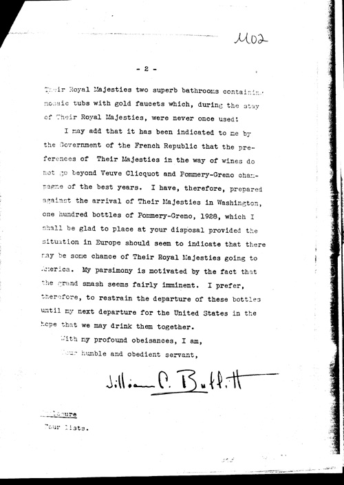[a304m02.jpg] - Bullitt-->FDR (suggesstions for furnishing of His Majesty's room) 3/23/39