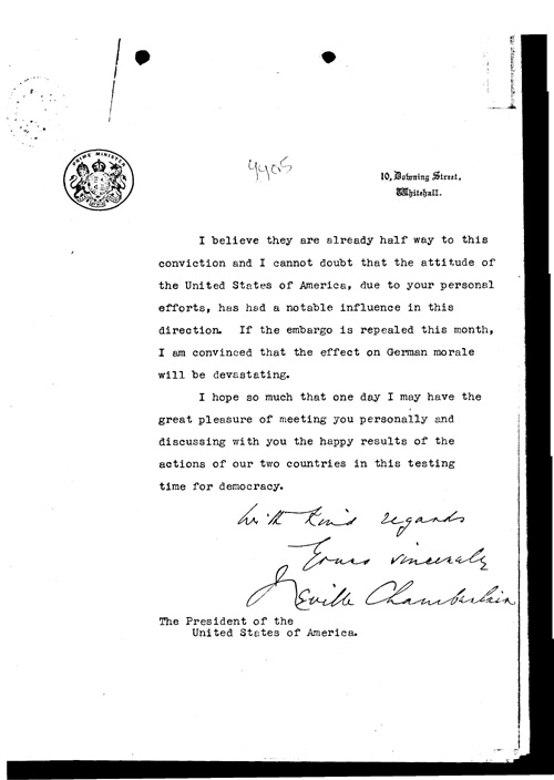 [a304yy05.jpg] - Cover letter for memo to Sec. of State from FDR 10/25/39