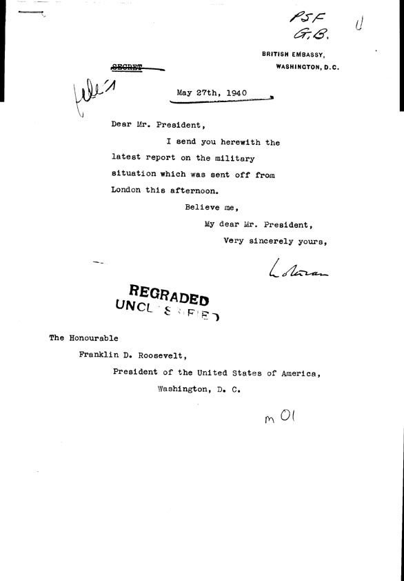 [a306m01.jpg] - Letter from LOTHIAN to President May 27th 1940