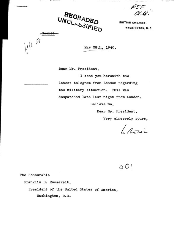 [a306o01.jpg] - Letter from LOTHIAN to President May 28th 1940
