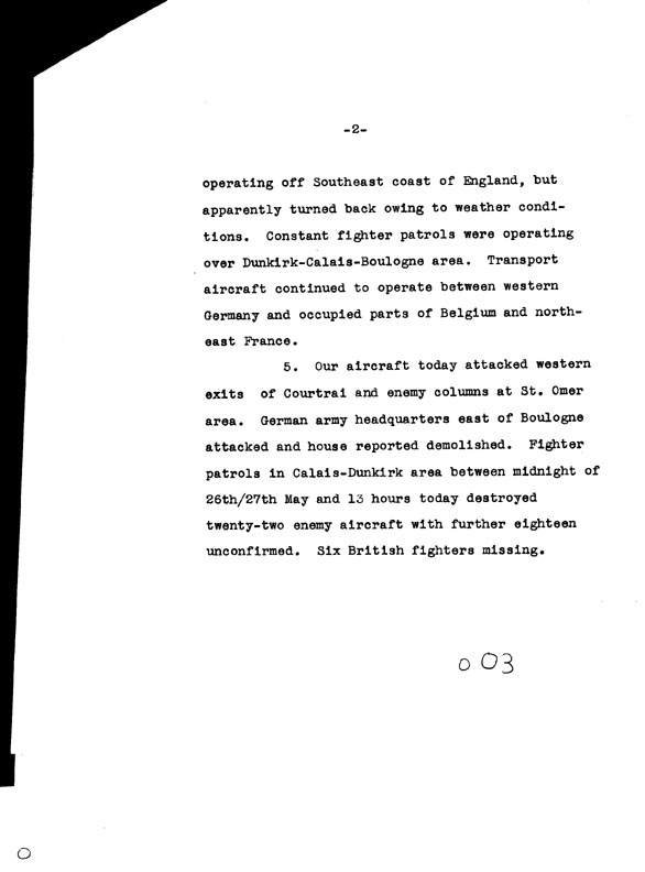 [a306o03.jpg] - Telegram despatched from London on the evening of May 27th 1940 - Page 2