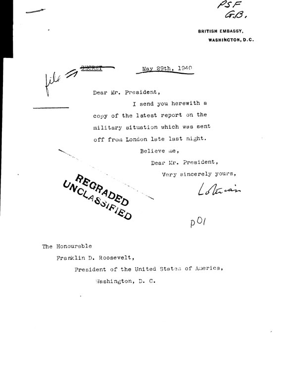 [a306p01.jpg] - Letter from LOTHIAN to President May 29th 1940