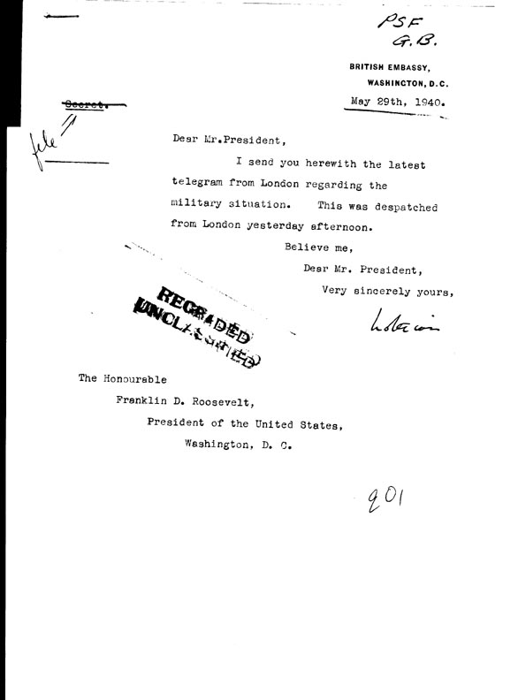 [a306q01.jpg] - Letter from LOTHIAN to President May 29th 1940
