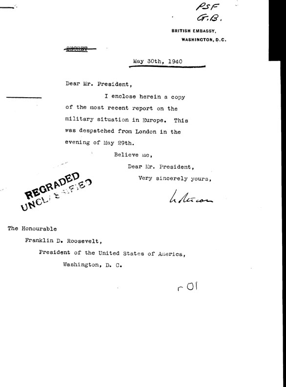 [a306r01.jpg] - Letter from LOTHIAN to President May 30th 1940
