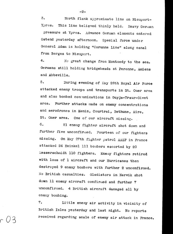 [a306r03.jpg] - Telegram despatched from London on the evening of May 29th 1940 - Page 2