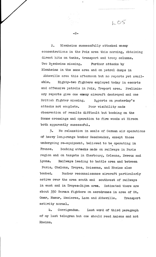 [a307l05.jpg] - Telegram on military situation (evening) 6/8/1940 - Page 2