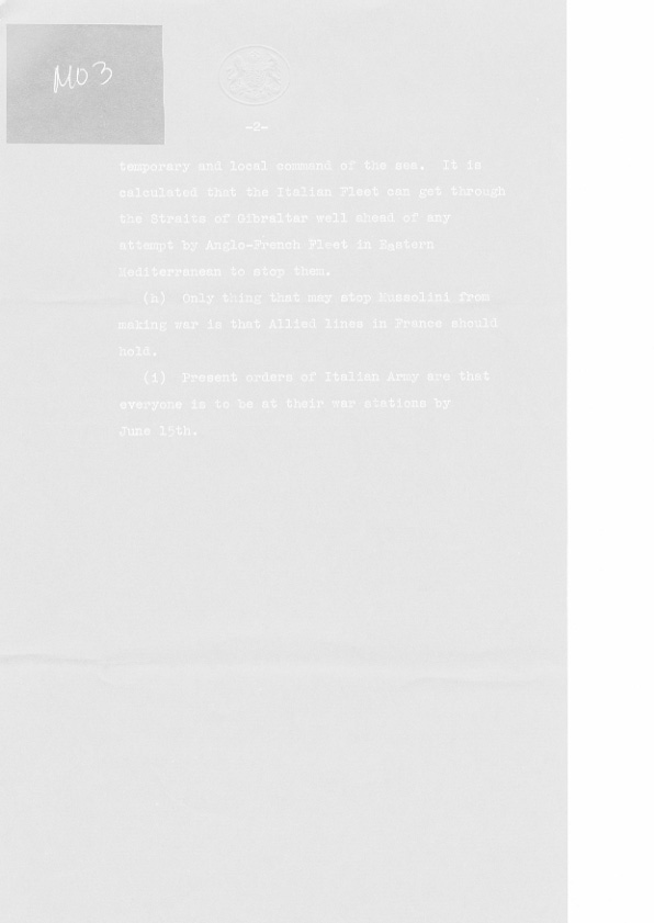 [a307m03.jpg] - Telegram from Ambassador of Rome 6/10/1940 - Page 2