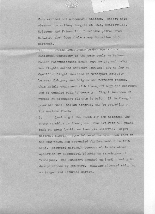 [a307u03.jpg] - Telegram on military situation 6/14/1940 - Page 2