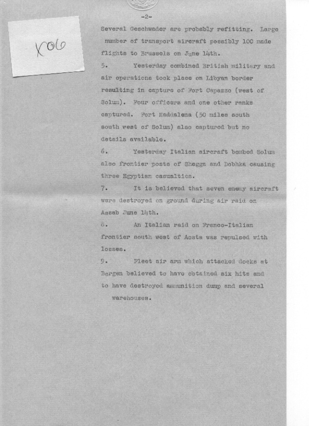 [a307x06.jpg] - Telegram on military situation 6/16/1940 - Page 2