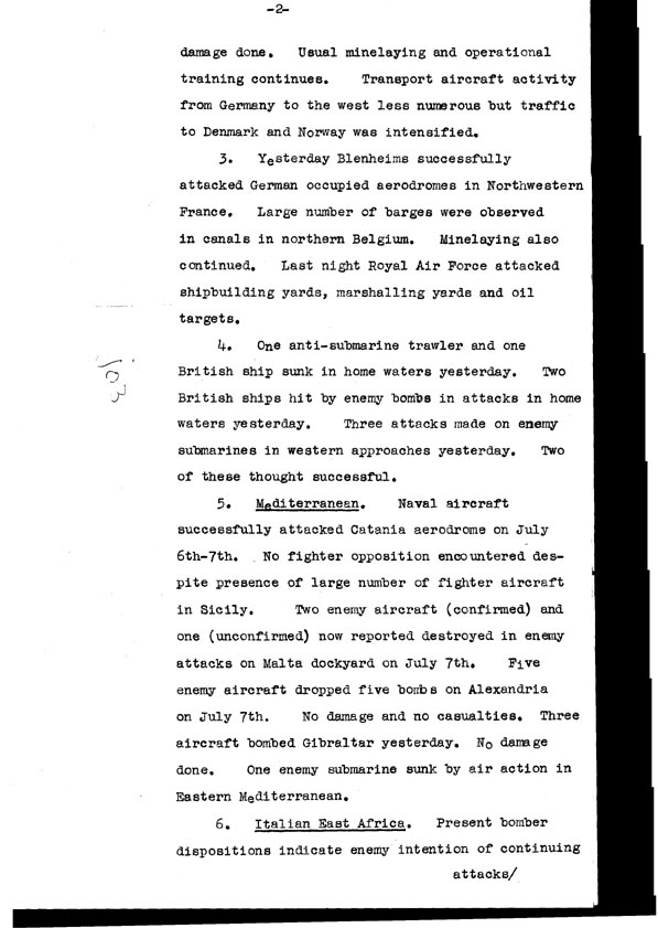 [a308j03.jpg] - Cont-Telegram dispatched from London re. military situation 7/9/40