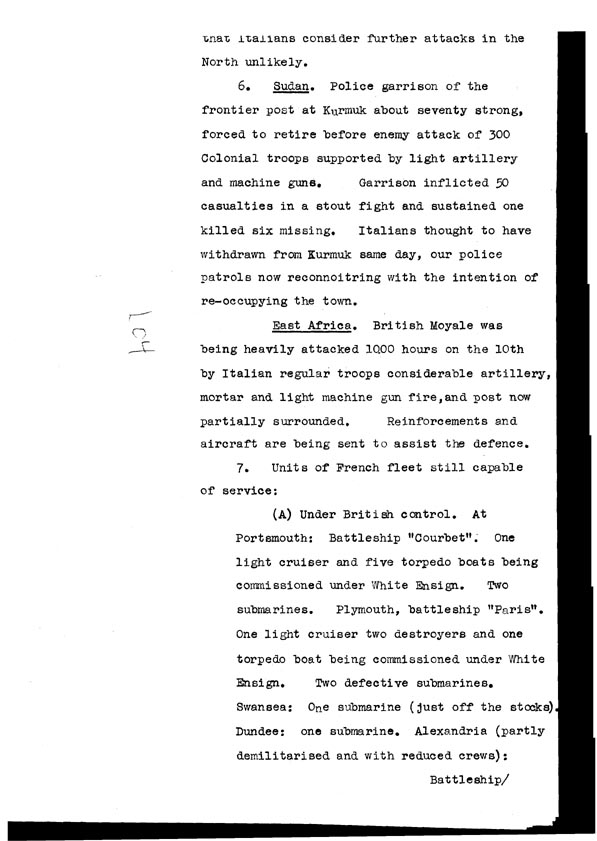 [a308l04.jpg] - Cont-Telegram dispatched from London re. military situation  7/12/40