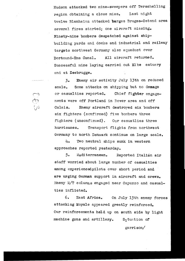 [a308o03.jpg] - Cont-Telegram dispatced from London re. military situation  7/14/40