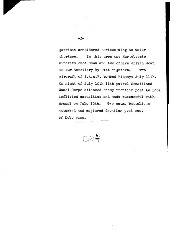 [a308o04.jpg] - Cont-Telegram dispatced from London re. military situation  7/14/40
