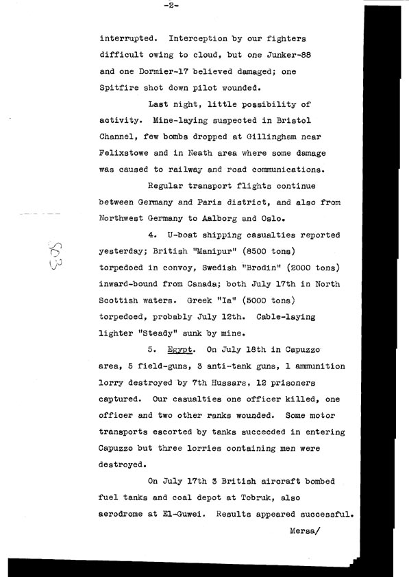 [a308s03.jpg] - Cont-Telegram dispatched from London re. military situation  7/18/40