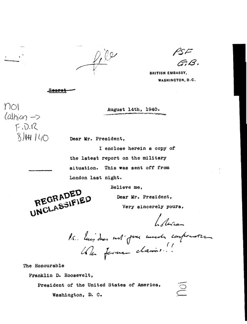 [a309n01.jpg] - Lothian-->F.D.R. 8/14/40 Report on military situation 8/13/40
