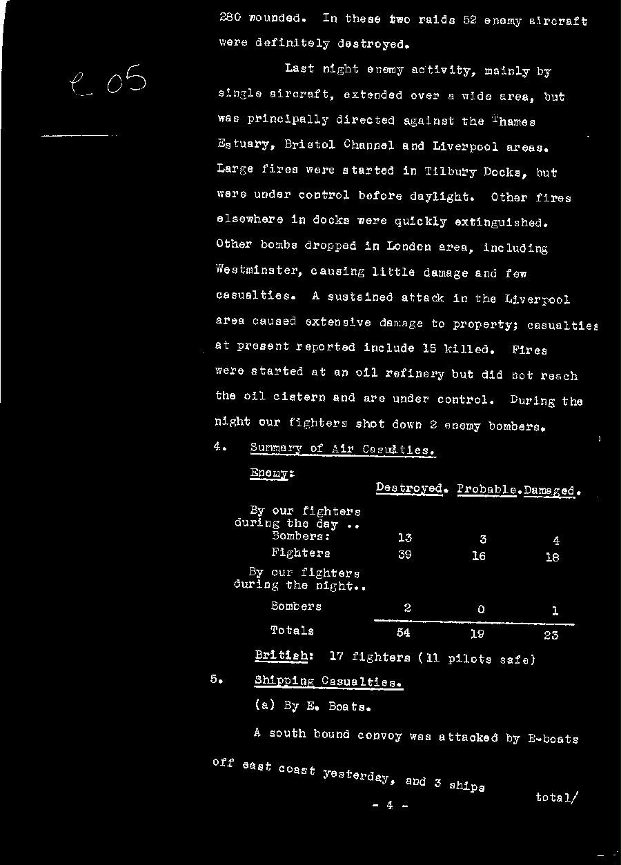 [a310e05.jpg] - Telegram dispatched from London re:military situation. 9/6/40 - Page 4
