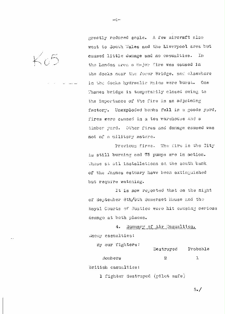 [a310k05.jpg] - Telegram dispatched from London re:military situation. 9/11/40 - Page 4