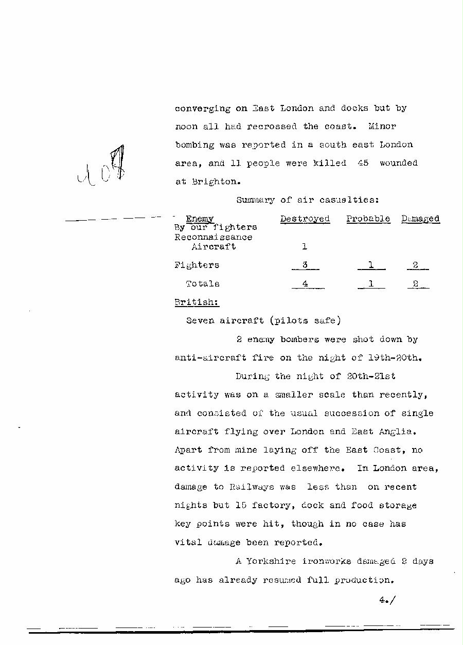 [a310u07.jpg] - Telegram dispatched from London re:military situation. 9/22/40 - Page 3