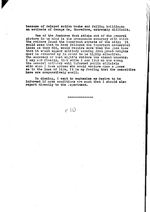 [a311r10.jpg] - Embassy report on Bomb damages in English cities 12/6/40