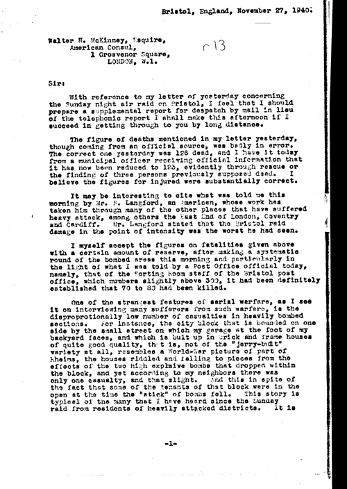 [a311r13.jpg] - Embassy report on Bomb damages in English cities 12/6/40