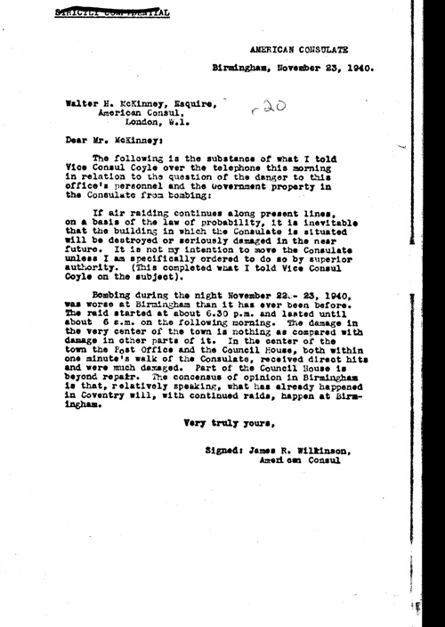 [a311r20.jpg] - Embassy report on Bomb damages in English cities 12/6/40