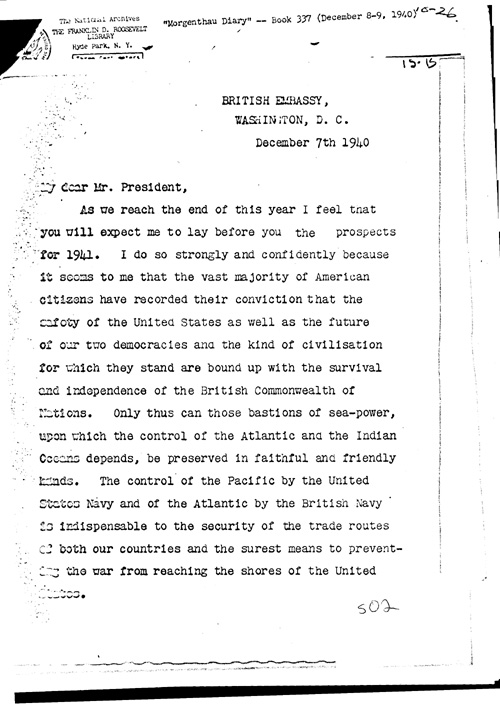 [a311s02.jpg] - Winston Churchill -->FDR Letter regarding British and American efforts for the war 12/7/40