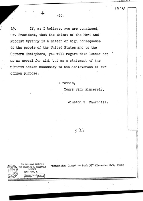 [a311s21.jpg] - Lord Lothian to Cordell Hull, Secretary of State Letter to President 12/8/40