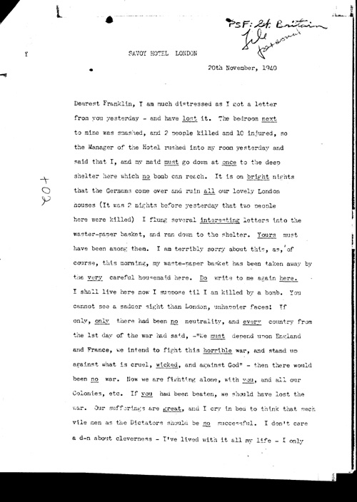 [a311t02.jpg] - Margot Oxford -->FDR Letter describing conditions of London bombings 11/20/40