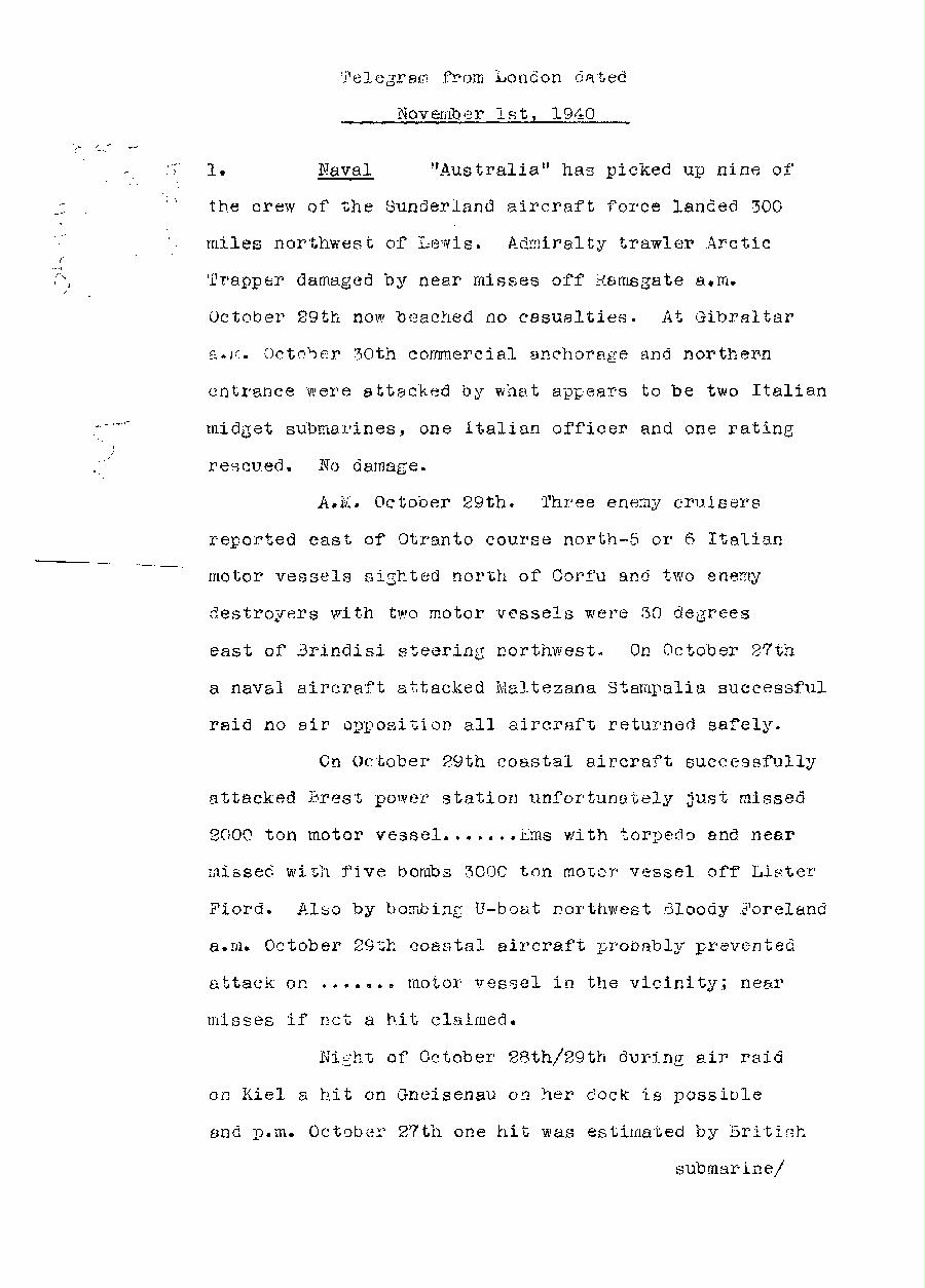 [a313b02.jpg] - Report from London on military situation 11/1/40 - Page 1