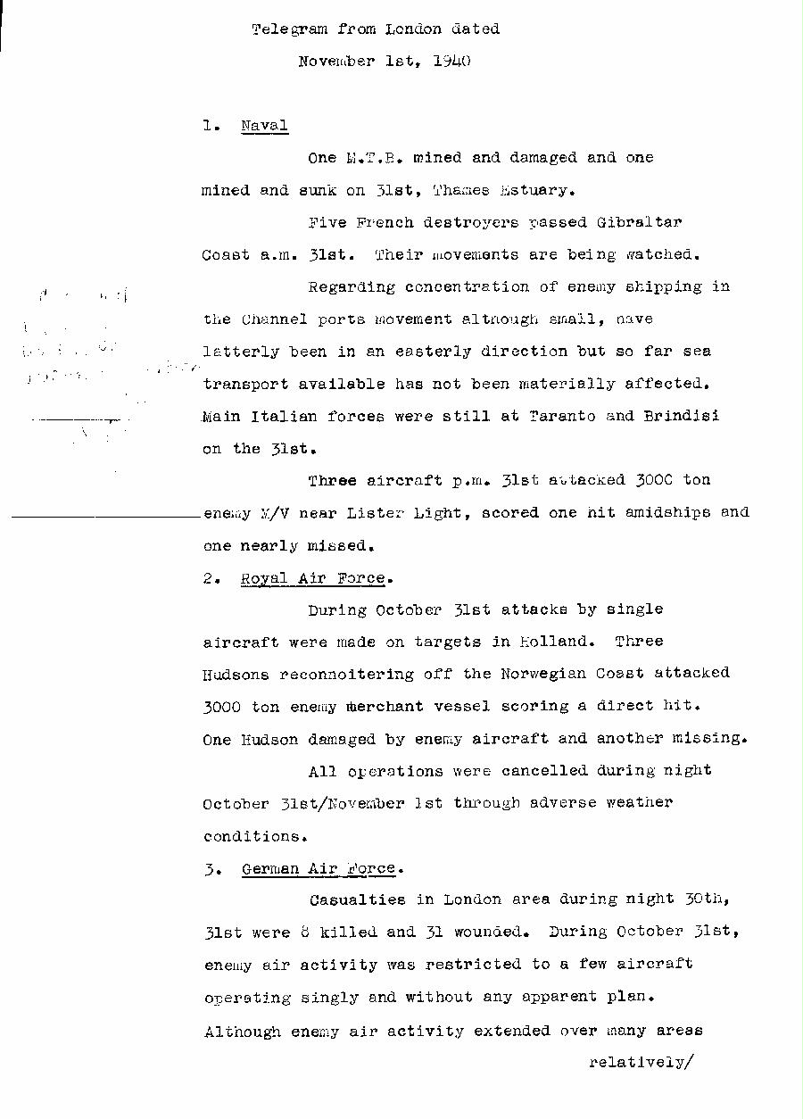 [a313c02.jpg] - Report from London on military situation 11/1/40 - Page 1
