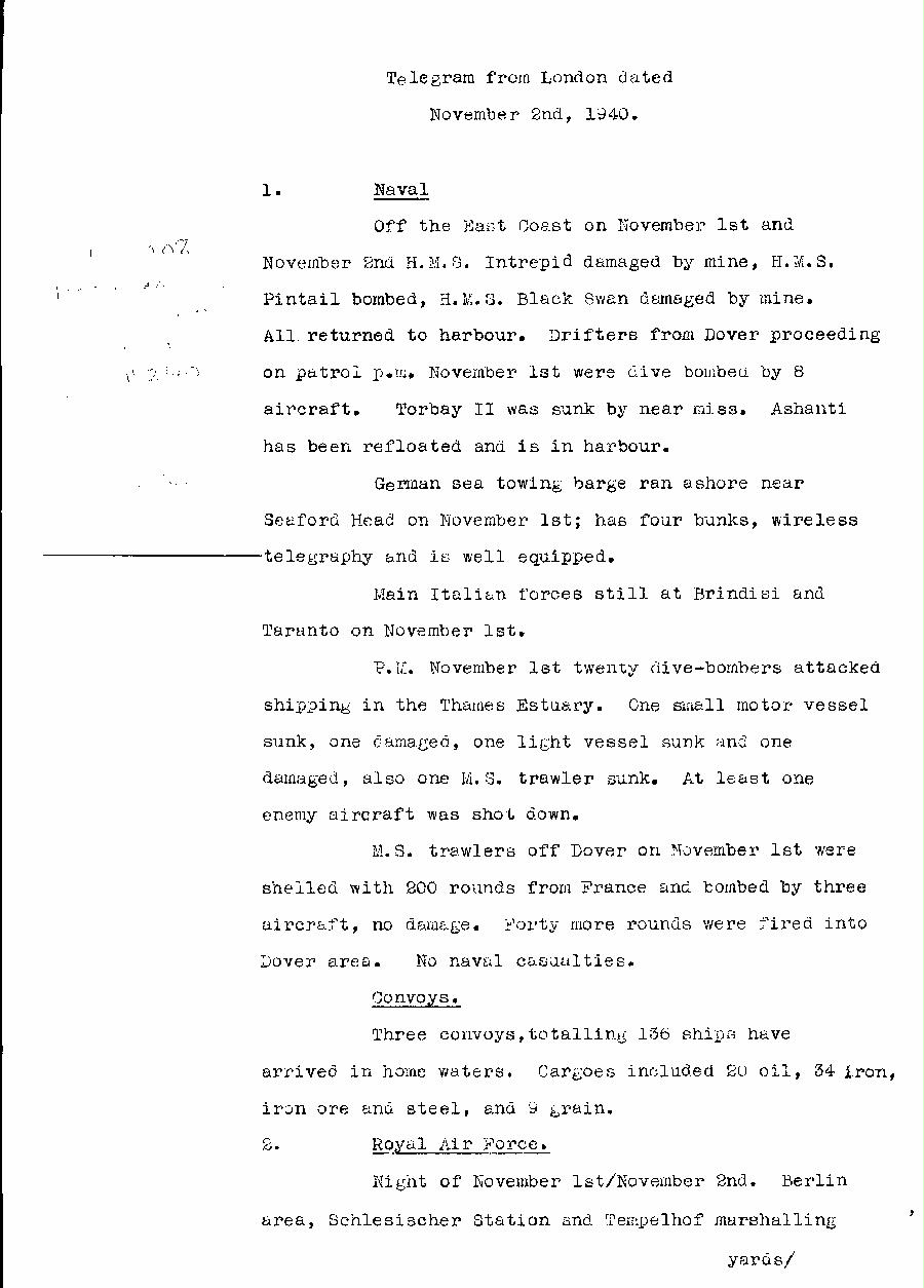 [a313c05.jpg] - Report from London on military situation 11/2/40 - Page 1