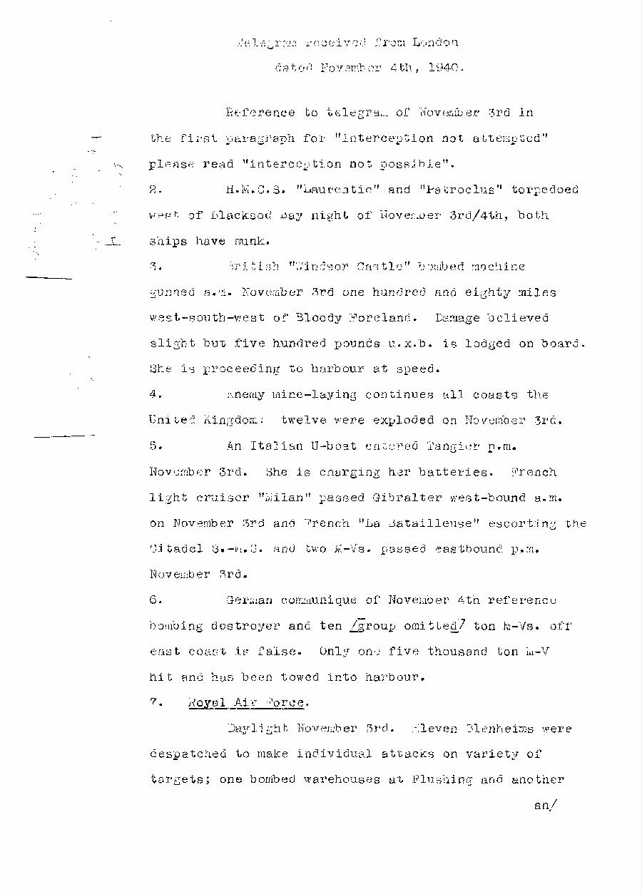 [a313e02.jpg] - Report from London on military situation 11/4/40 - Page 1